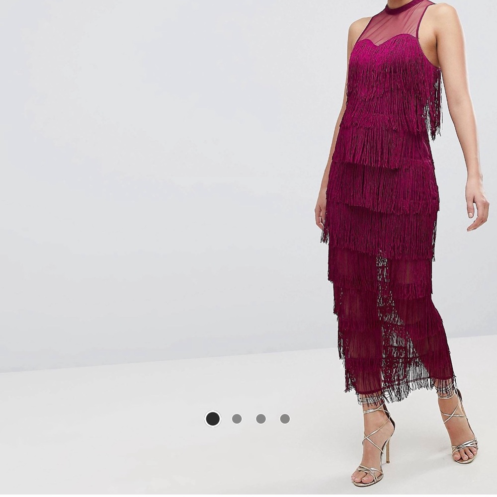 Gorgeous ASOS Mesh Top Fringe Maxi Dress